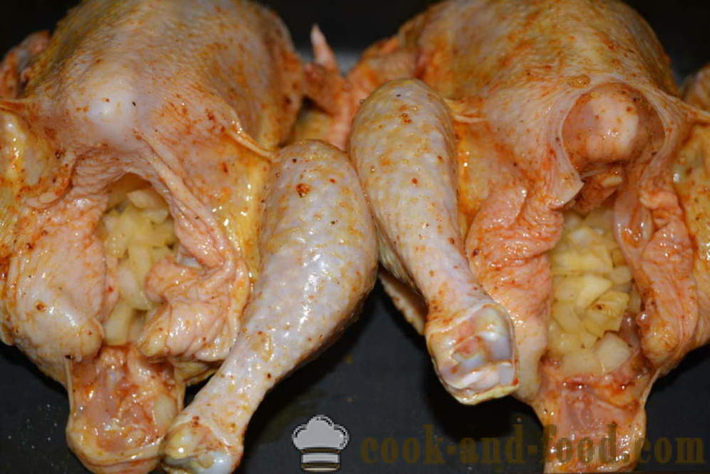Pildīta vistas ar kraukšķīgu garozu cepta krāsnī - tāpat cepta vistas krāsnī kopumā, soli pa solim recepšu fotogrāfijas