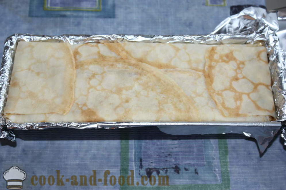 Pankūku pīrāgs ar sēnēm, sieru un dārzeņiem cepeškrāsnī - soli pa solim, kā gatavot pankūku kūkas recepti ar fotogrāfiju