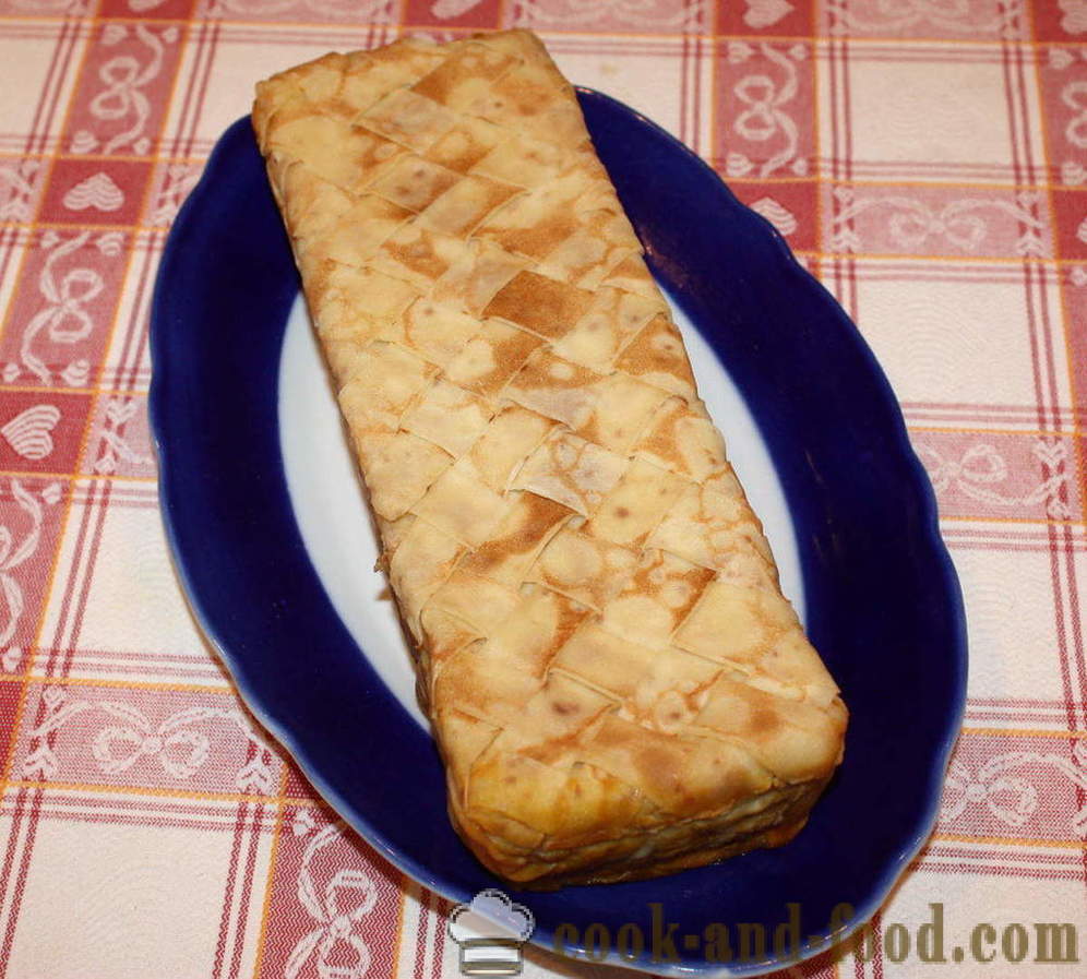 Pankūku pīrāgs ar sēnēm, sieru un dārzeņiem cepeškrāsnī - soli pa solim, kā gatavot pankūku kūkas recepti ar fotogrāfiju