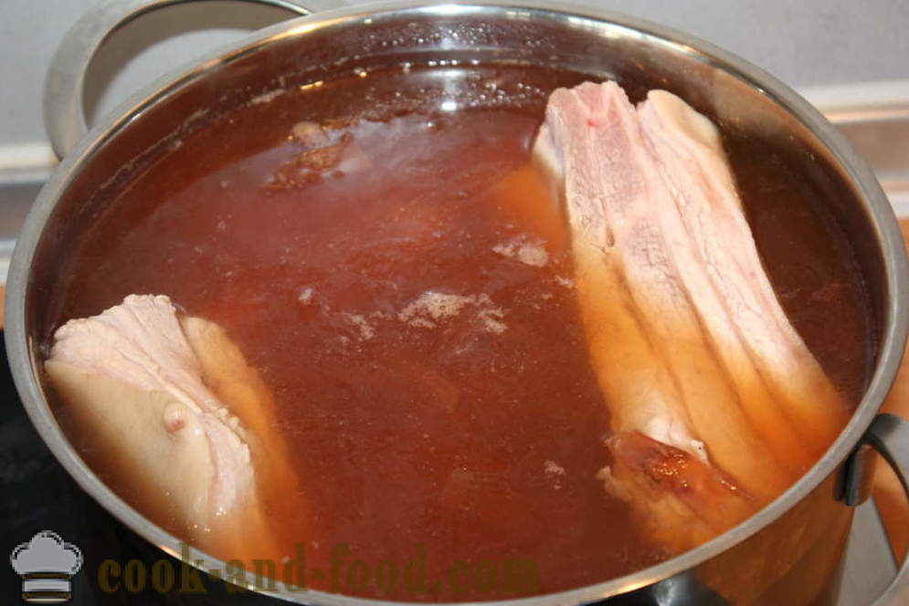Bacon in sīpolu mizās - kā gatavot bekons sīpolu mizās, soli pa solim recepšu fotogrāfijas