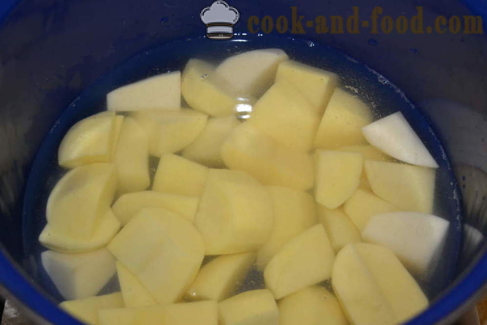 Kartupeļu biezenis ar pienu un sviestu bez kunkuļiem - kā gatavot gardu kartupeļu biezeni, soli pa solim recepšu fotogrāfijas