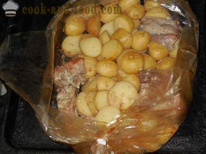 Gardi jaunie kartupeļi cepti krāsnī ar gaļu - kā garšīgi cepti jaunie kartupeļi caurums, recepte ar fotogrāfijām, soli pa solim