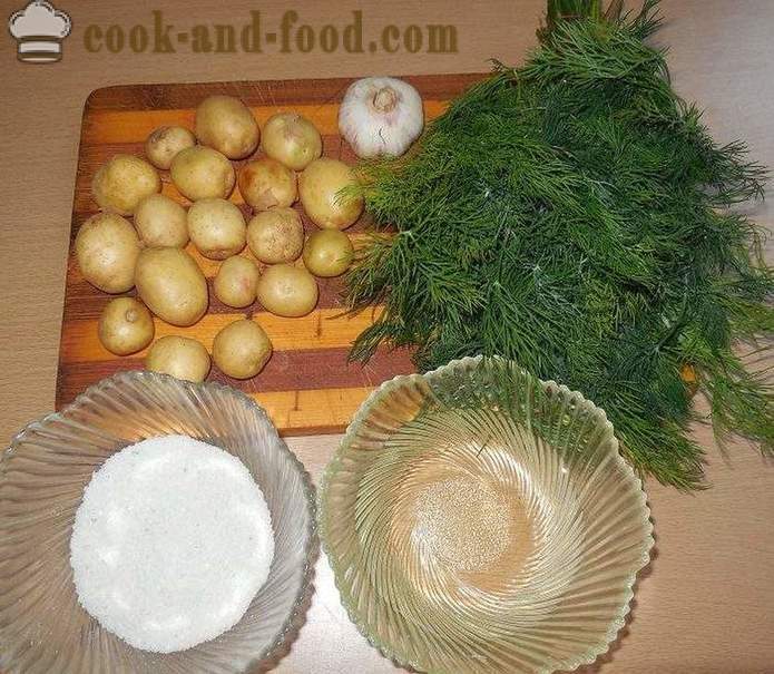 Mazie jaunie kartupeļi grauzdēta visu pannā ar ķiplokiem un dillēm - kā tīrīt un gatavot nelielu Jaunie kartupeļi recepte ar foto