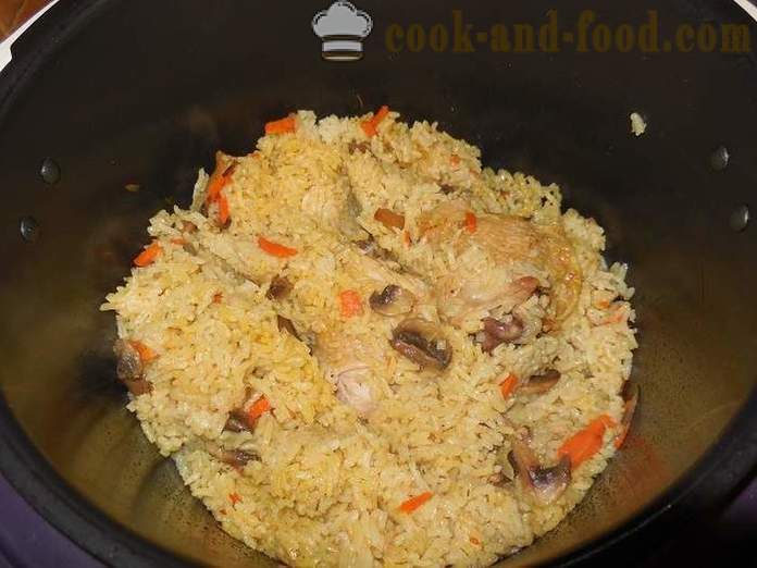 Rīsi ar vistu un sēnēm multivarka vai kā gatavot risotto in multivarka, soli pa solim recepti ar fotogrāfijām.