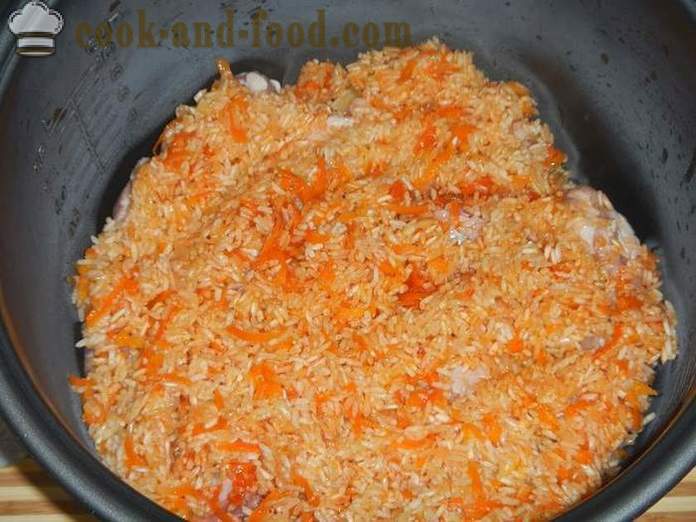 Cūkgaļa un svaigs rīsu multivarka - kā gatavot rīsus ar gaļu multivarka, soli pa solim recepti ar fotogrāfijām.