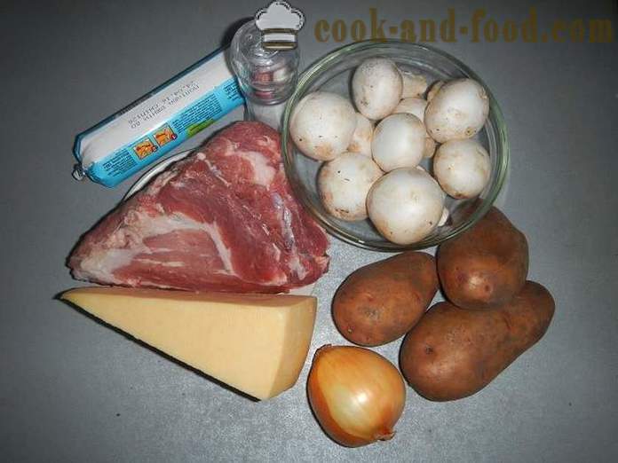 Kartupeļi franču cepeškrāsnī - foto-receptes, kā pagatavot kartupeļus franču ar cūkgaļu un sēnēm