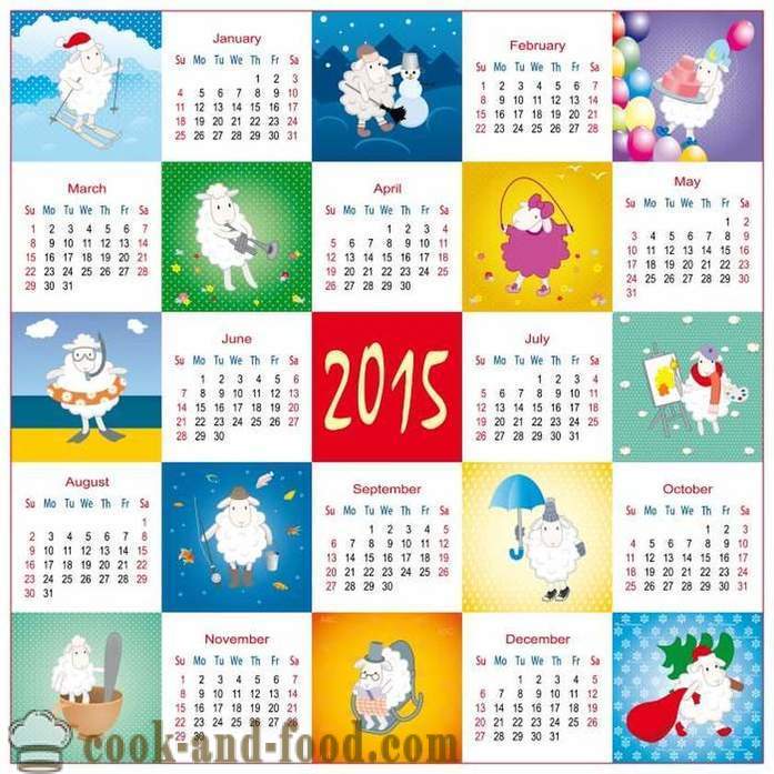 Kalendārs 2015. gadam par Kazas (aitas): lejupielādēt bezmaksas Ziemassvētku kalendāru ar kazām un aitām.